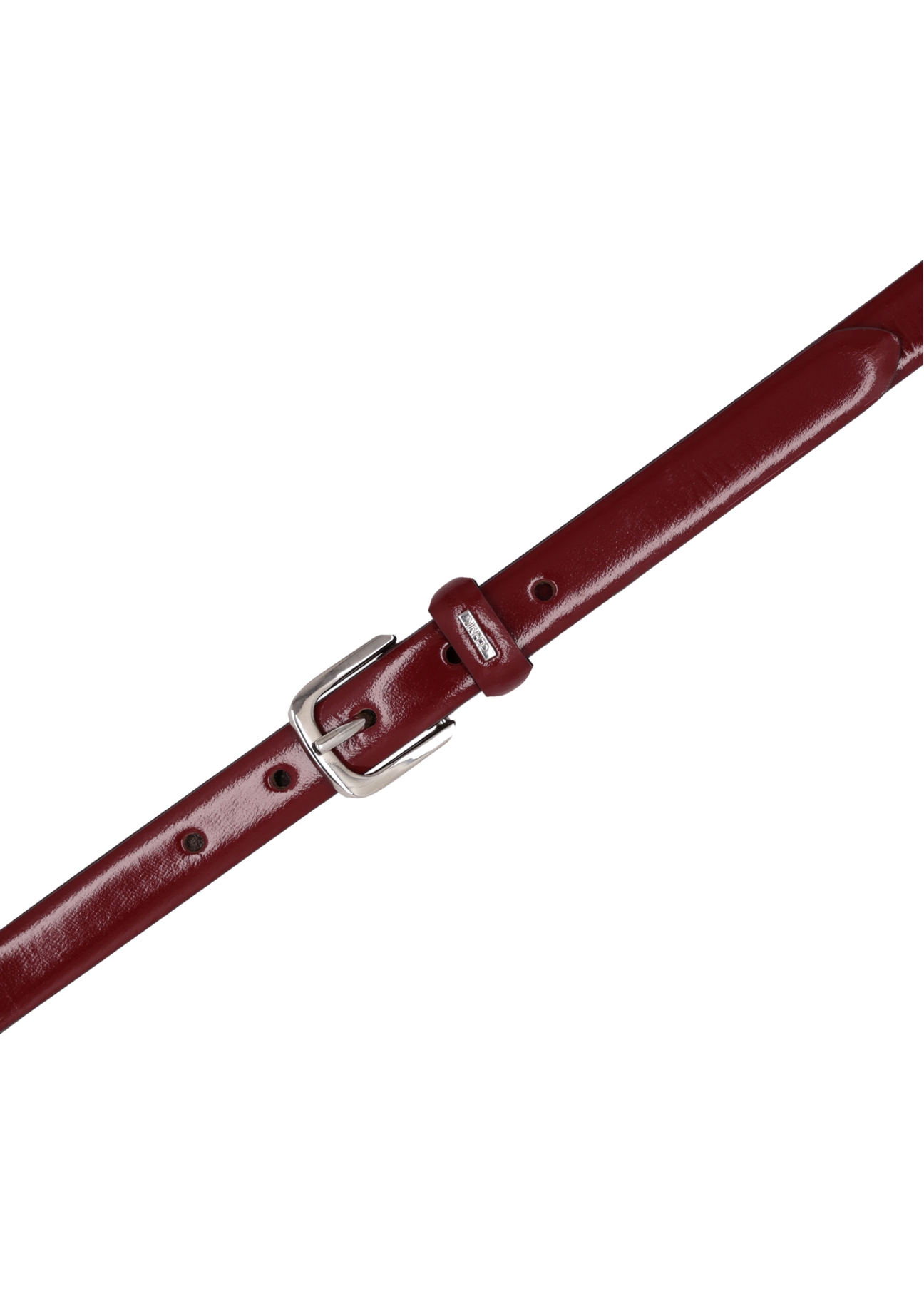 Dámsky kožený opasok tmavočervenej farby PASDS-0300-4C(Z26), pohľad na produkt zhora na bielom pozadí.