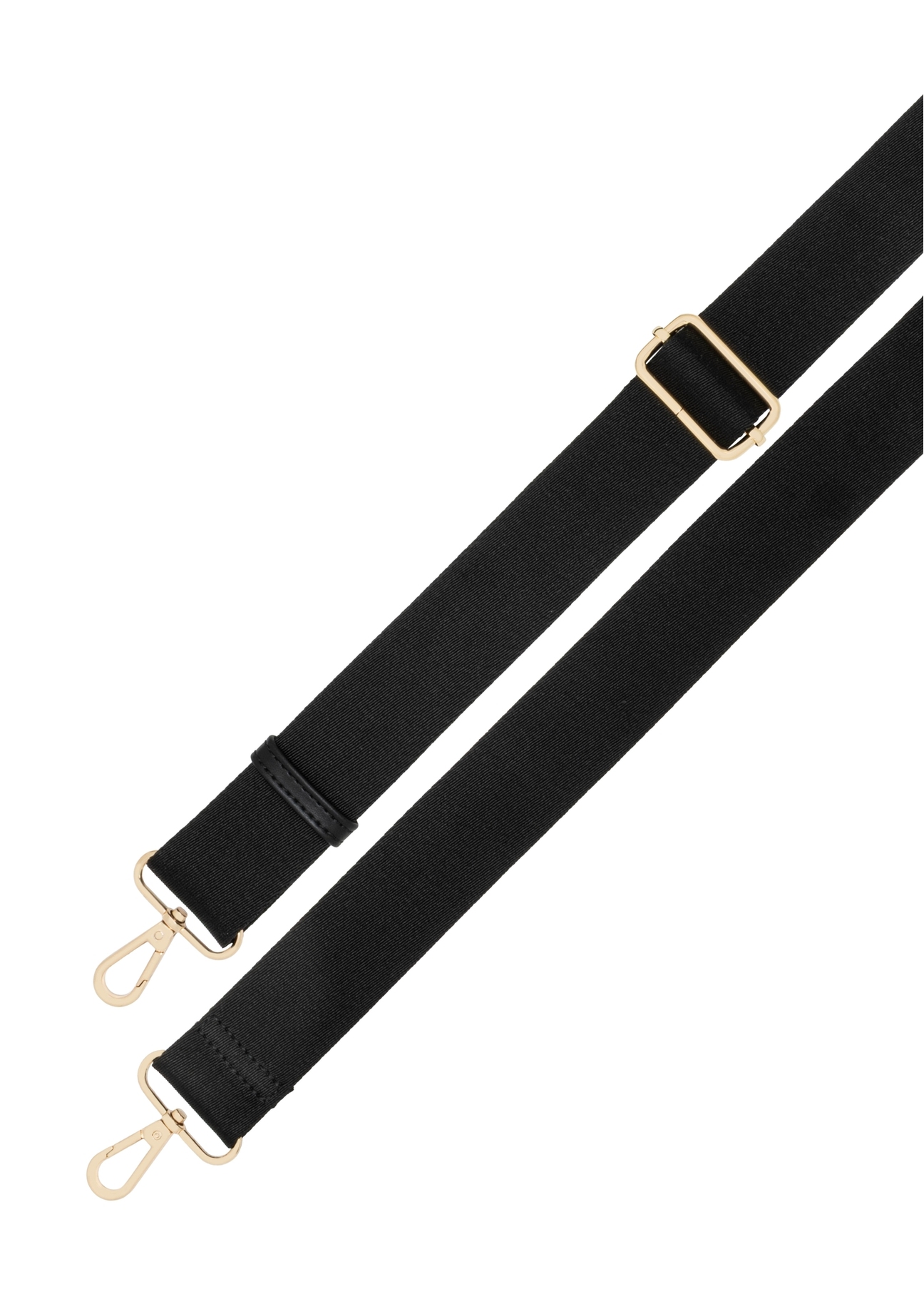 Čierna dámska kabelka s monogramom TOREC-1293-9P(Z26), pohľad na odnímateľný popruh produktu na bielom pozadí.
