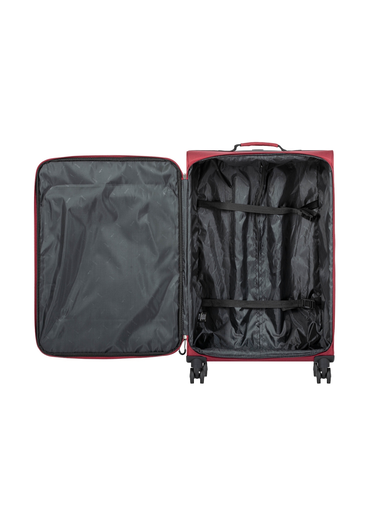 Veľký kufor na kolieskach WALNY-0045-4B-28(W26), pohľad na produkt vo vnútri na bielom pozadí.