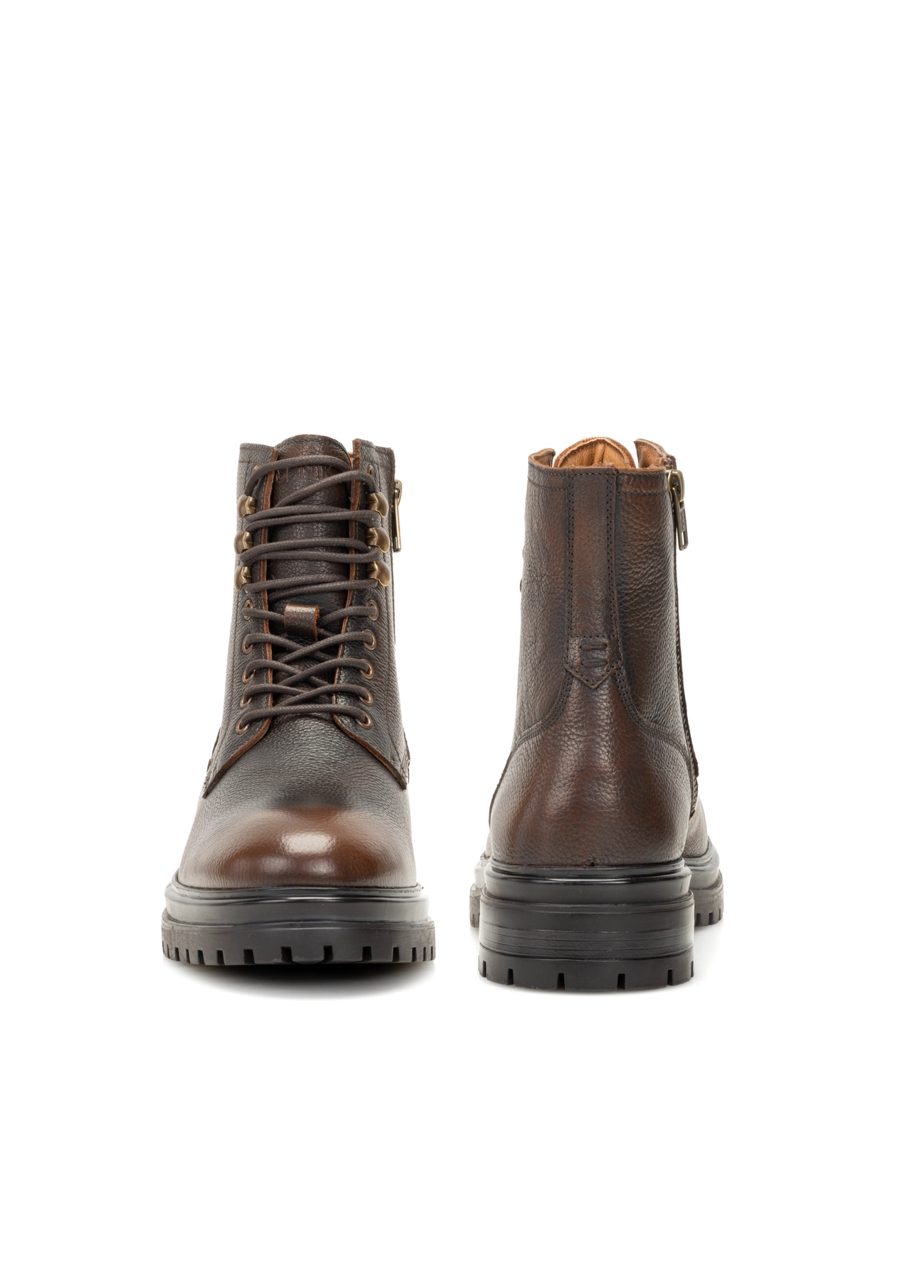 Hnedé pánske kožené členkové topánky BUTYM-0518-09(Z25)