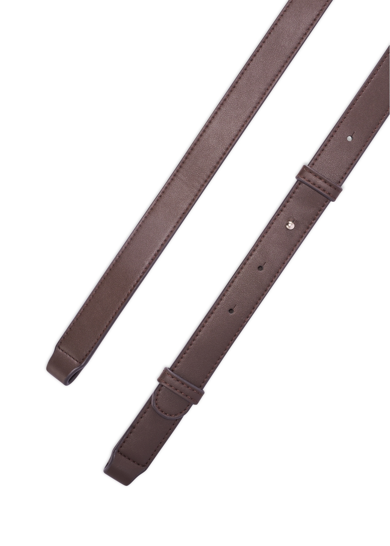 Dámska hnedá kožená taška cez rameno TORES-1253-1I(W26), pohľad na produkt s popruhom na bielom pozadí.