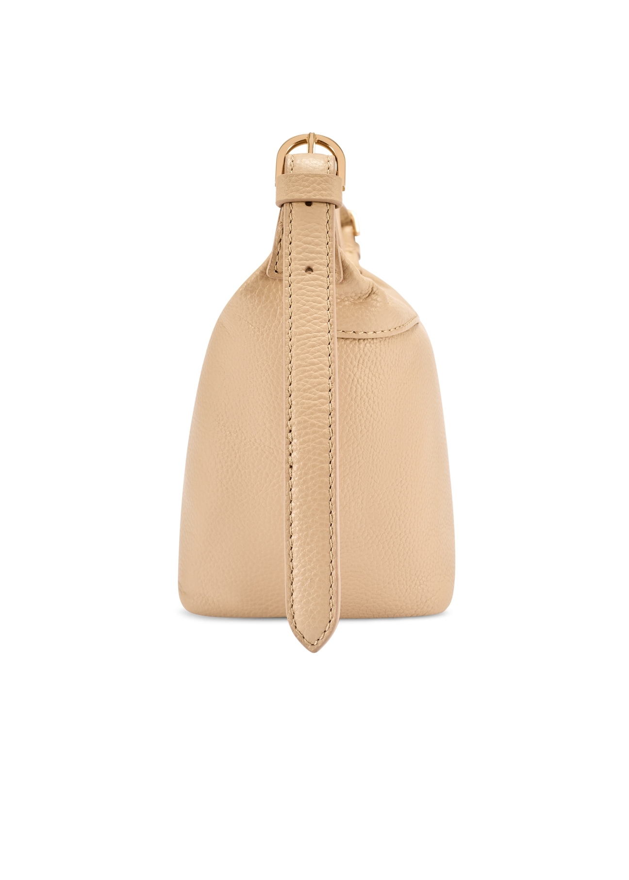Beige kleine Handtasche aus Naturleder TORES-1267-1B(W26), Produktansicht von der Seite auf weißem Hintergrund.