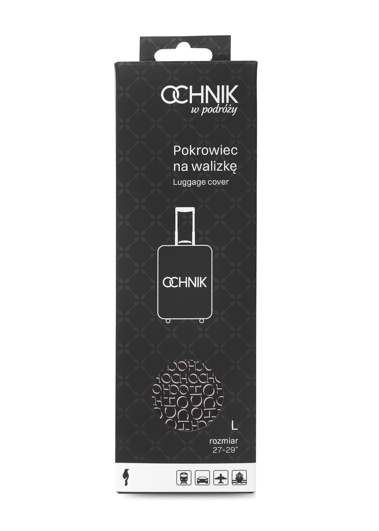 Veľký obal na kufor s monogramom AW-013-0001-98-L(W25), pohľad na produkt v balení na bielom pozadí.