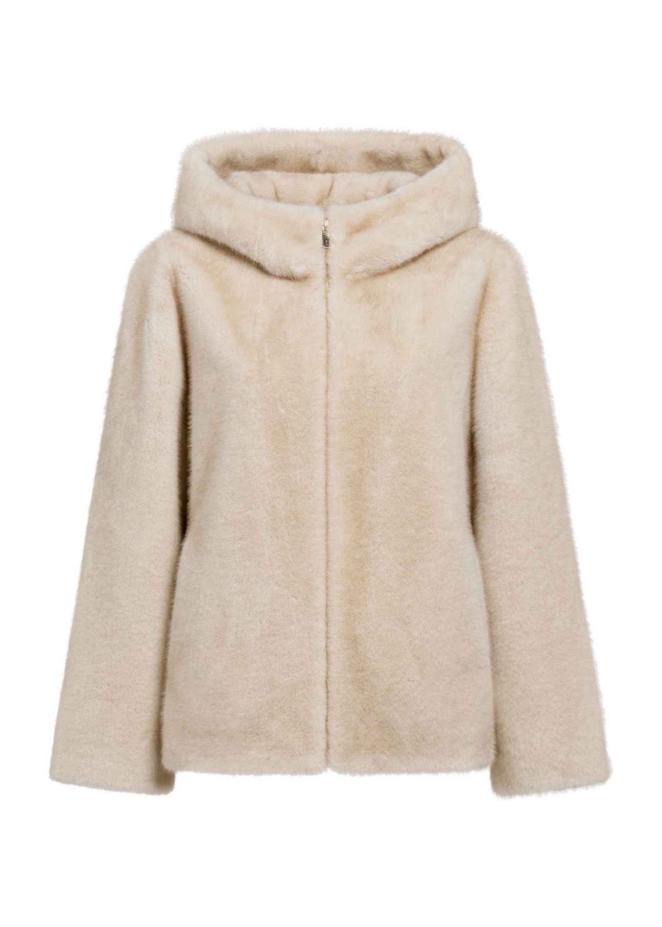 Dámska béžová kožušina na zips  FUTDP-0057-1B(Z26)