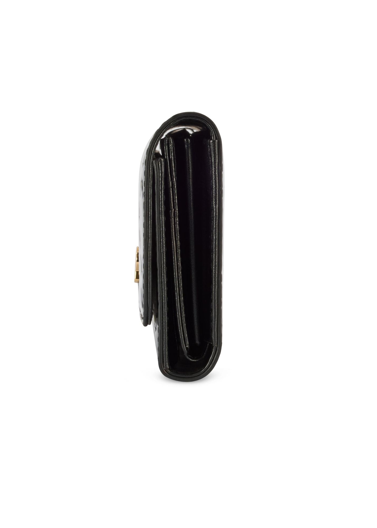 Čierna veľká dámska peňaženka s monogramom POREC-0421-98(Z25) - bočný pohľad na produkt na bielom pozadí.