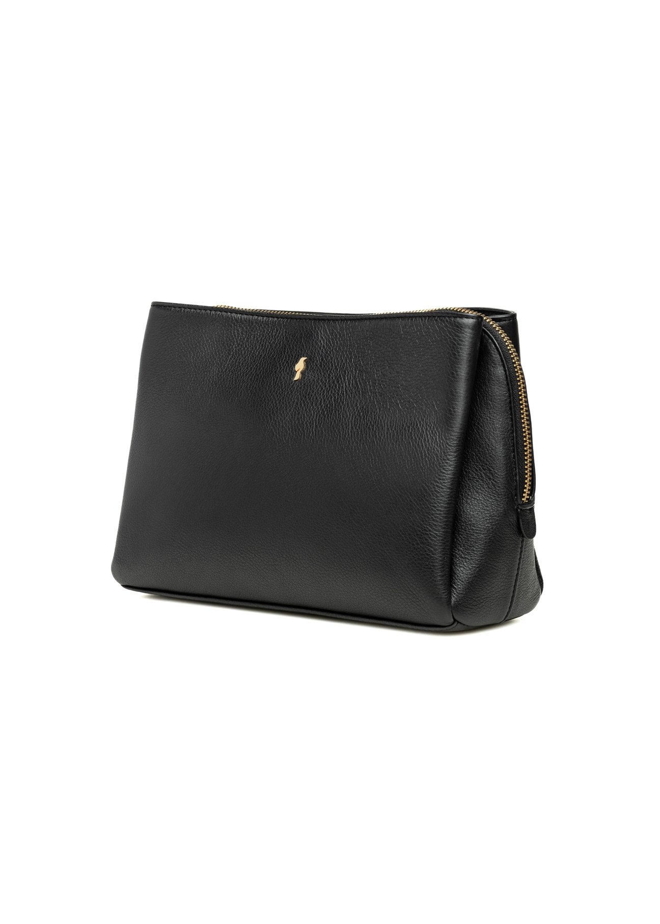 Čierna kožená dámska kabelka cez rameno TORES-1244-99(W26), diagonálny pohľad na produkt na bielom pozadí.