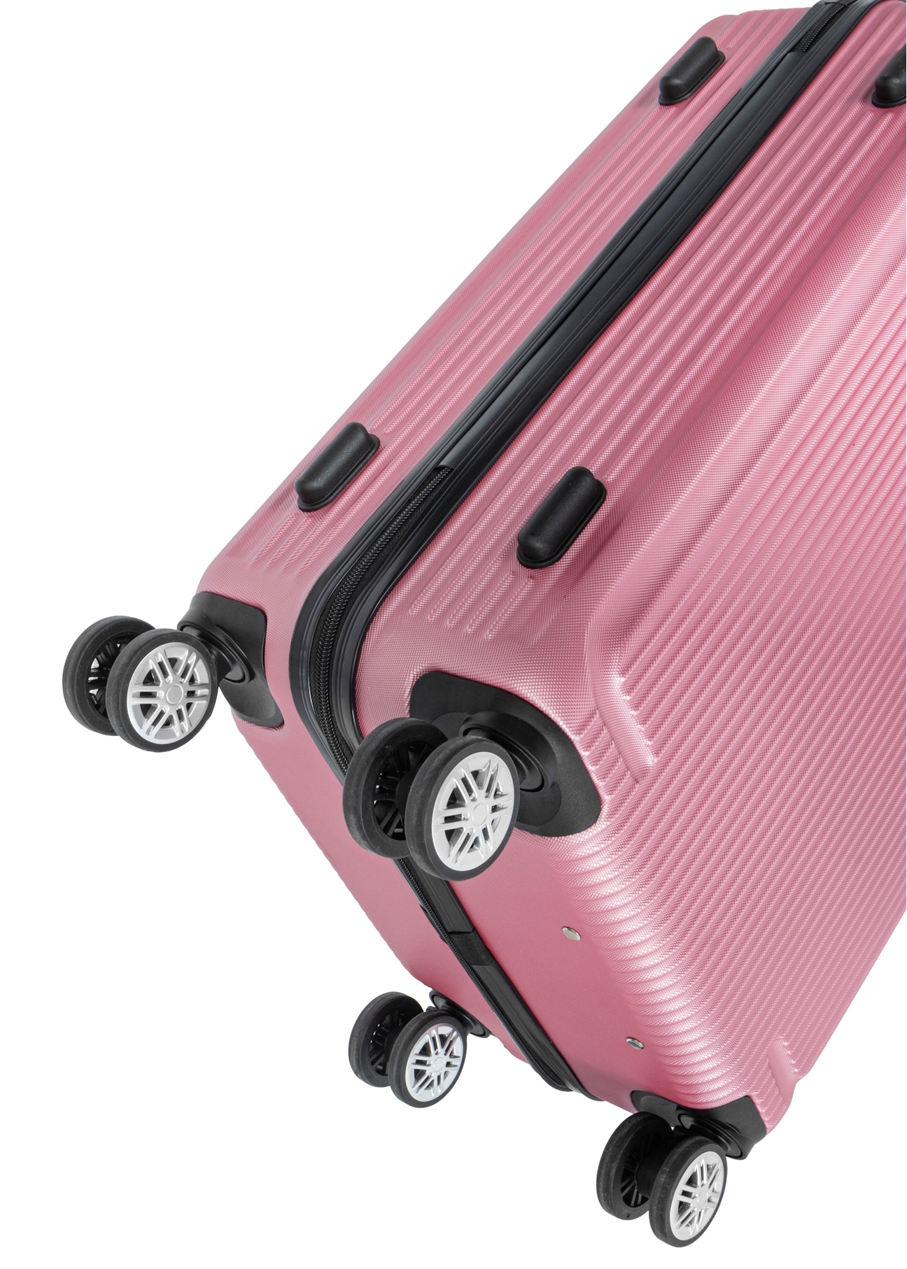 Sada pevných kufrov na kolieskach 19"/24"/29" WALAB-0053-5C(W26), pohľad na kolieska produktu na bielom pozadí.