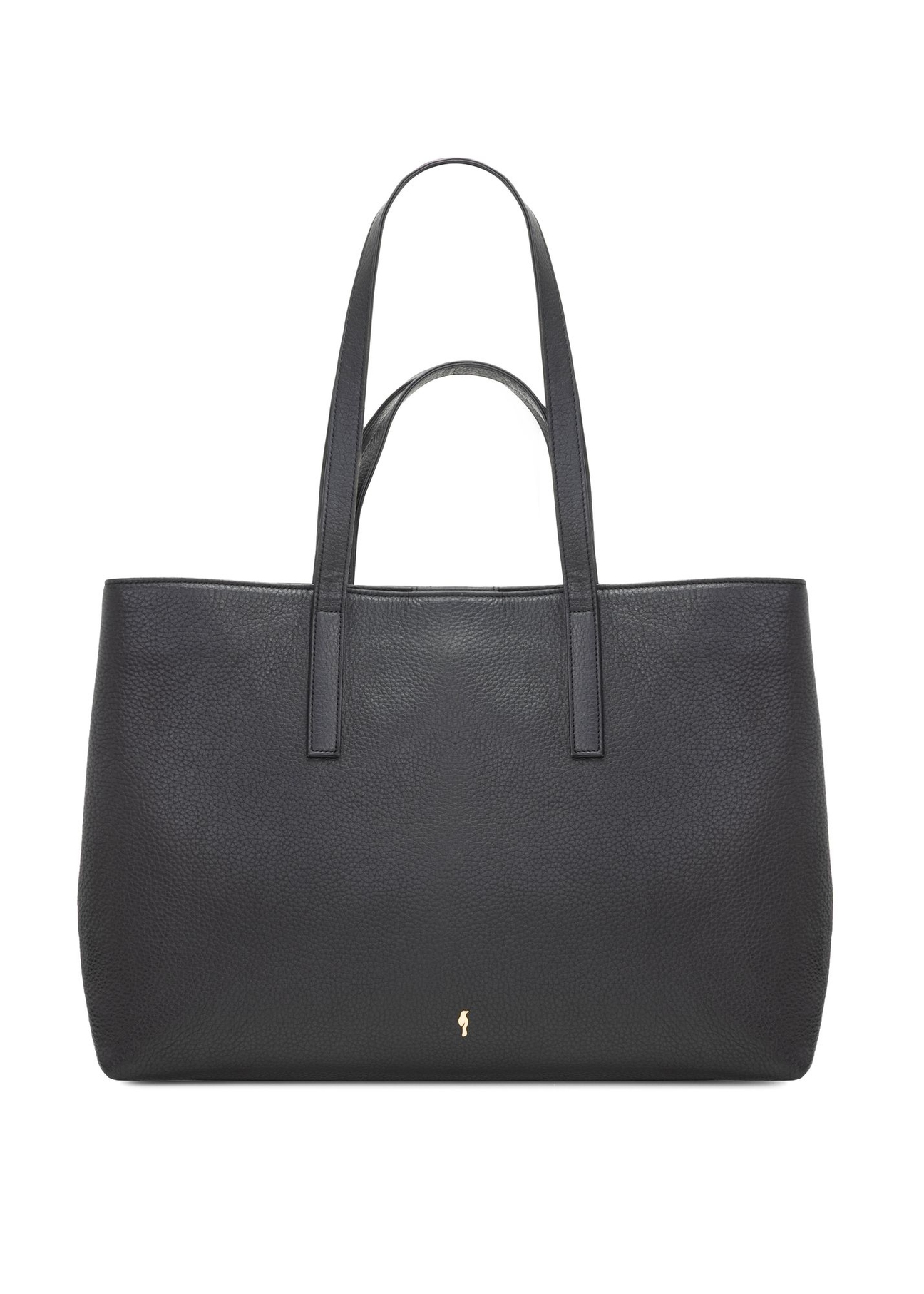 Čierna kožená nákupná taška TORES-1281-99(W26) - pohľad spredu na produkt, na bielom pozadí.