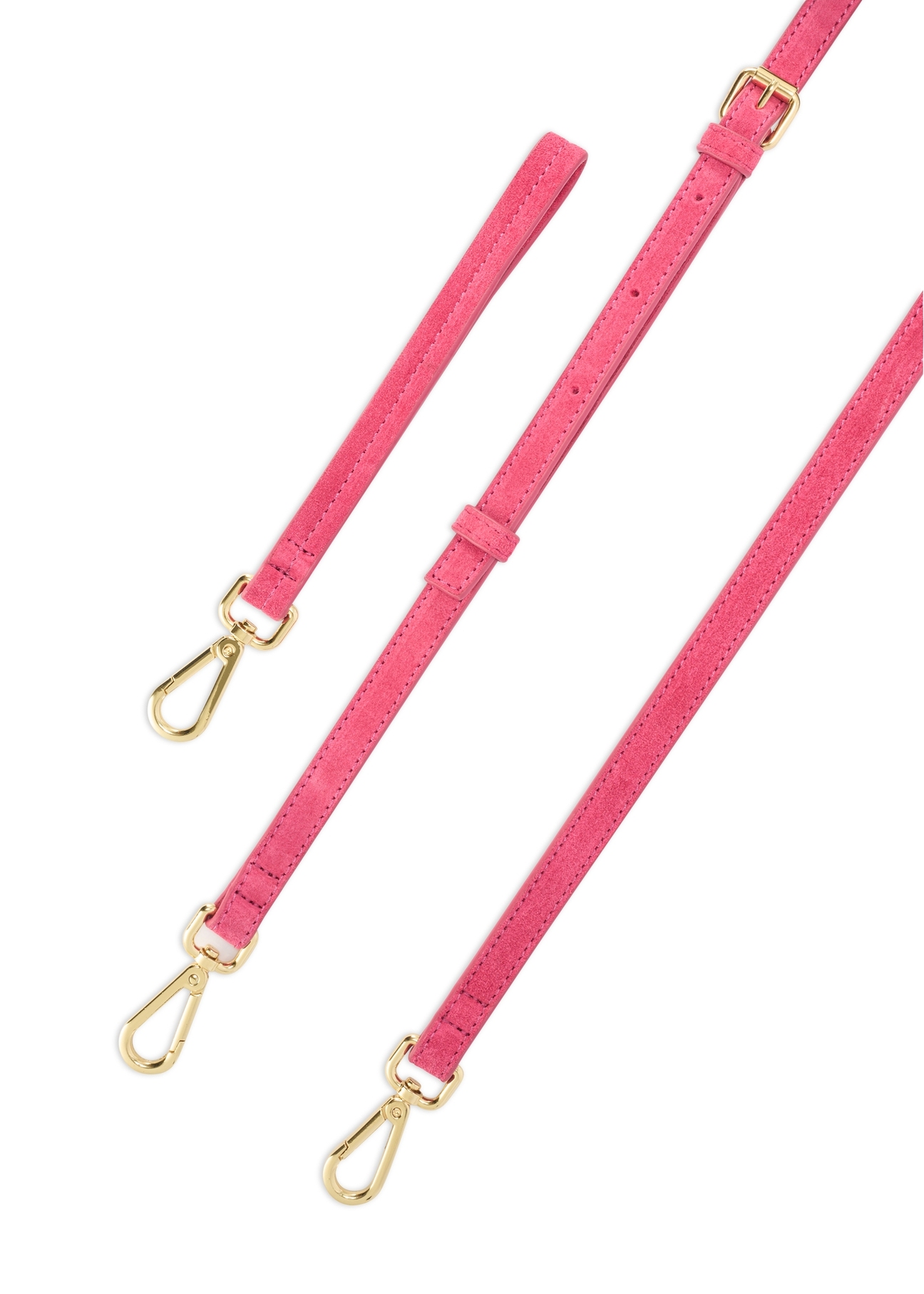 Dámska semišová kabelka ružovej farby TORES-1247-5E(W26) - detailný záber, na bielom pozadí.