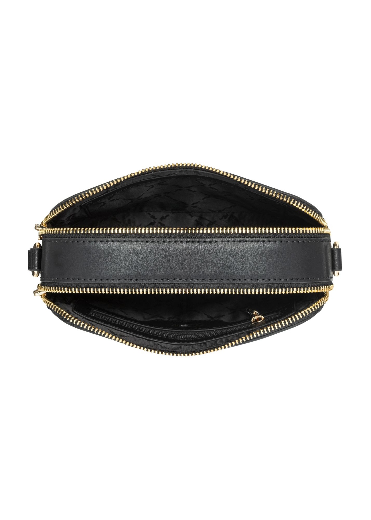 Čierna malá kožená dámska kabelka TORES-1262-99(W26) - pohľad na produkt zhora, na bielom pozadí.