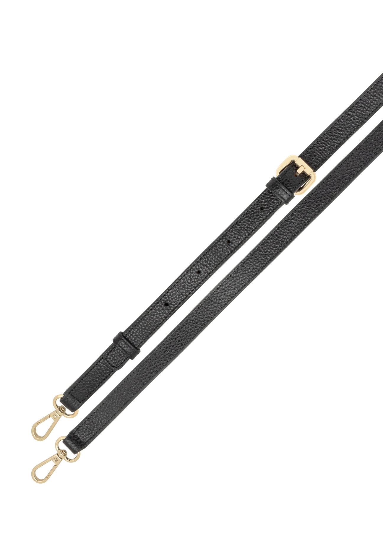 Čierna kožená dámska taška cez rameno TORES-1274-9I(W26), pohľad na produkt s popruhom na bielom pozadí.