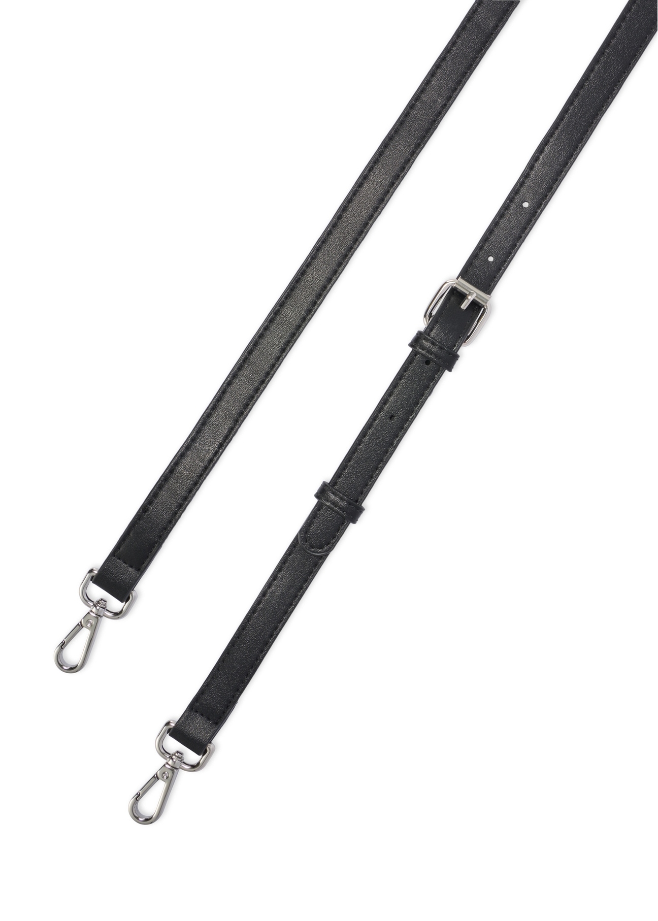 Čierna dámska kabelka TOREC-1143-9G(W26) s krokodílím vzorom, pohľad na popruh produktu na bielom pozadí.