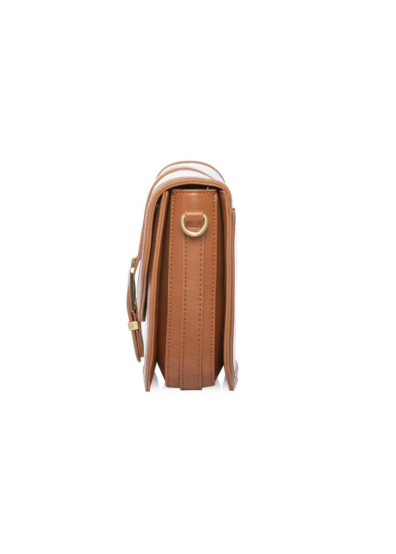 Béžová dámska taška cez rameno TOREC-1203-0P(W26) - bočný pohľad na produkt, na bielom pozadí.