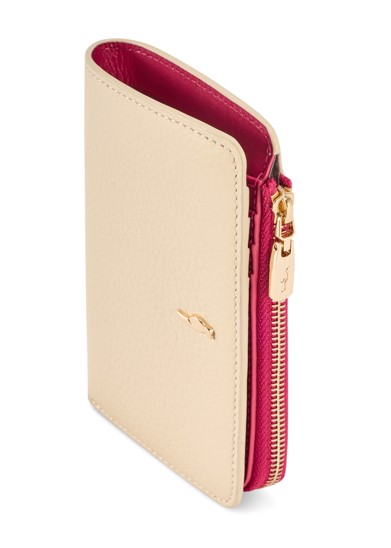 Dámska kožená peňaženka v krémovej farbe PORES-0983-0P(W26), detail produktu na bielom pozadí.