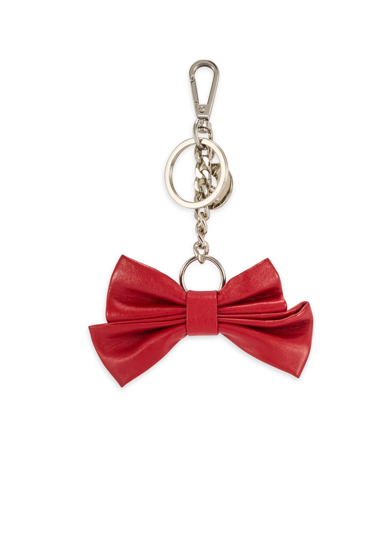 Kožená kľúčenka v tvare mašle BRELOK-0217-42(Z25), pohľad na produkt zozadu na bielom pozadí.