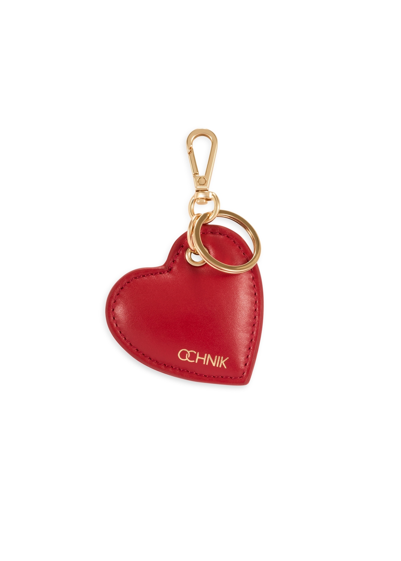 Kožená kľúčenka v tvare srdca BRELOK-0218-42(Z25), pohľad spredu na produkt na bielom pozadí.