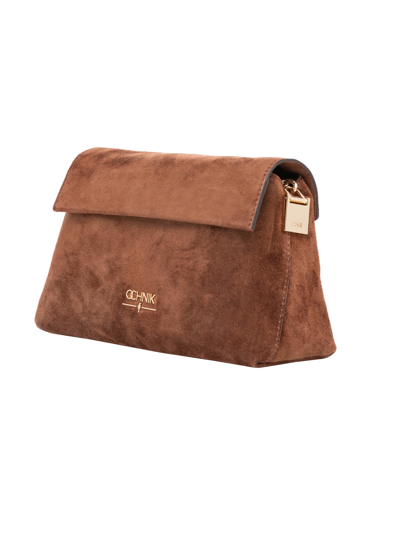 Dámska malá semišová kabelka TORES-1170-1F(W26), diagonálny pohľad na produkt na bielom pozadí.