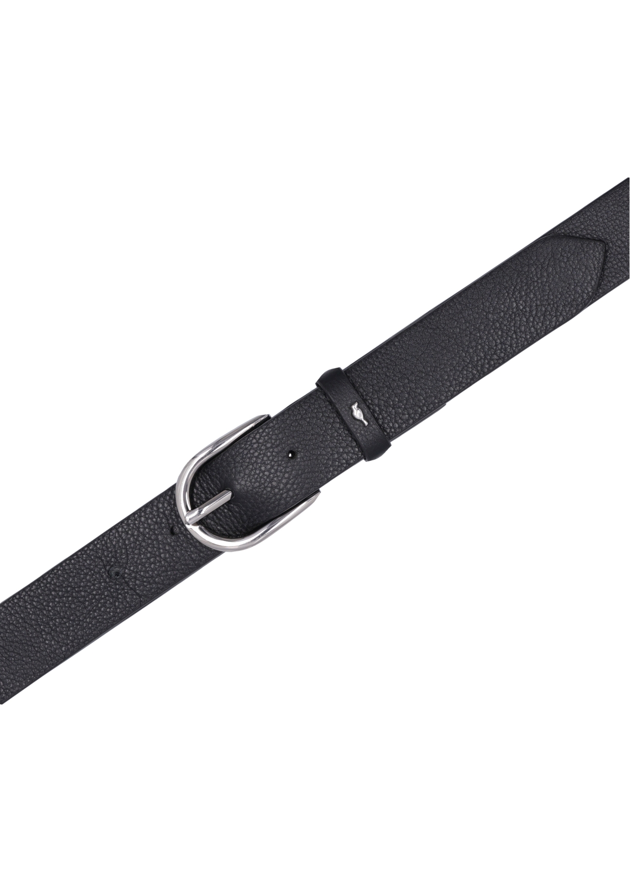 Čierny kožený dámsky opasok PASDS-0345-99(Z26), pohľad na produkt zhora na bielom pozadí.