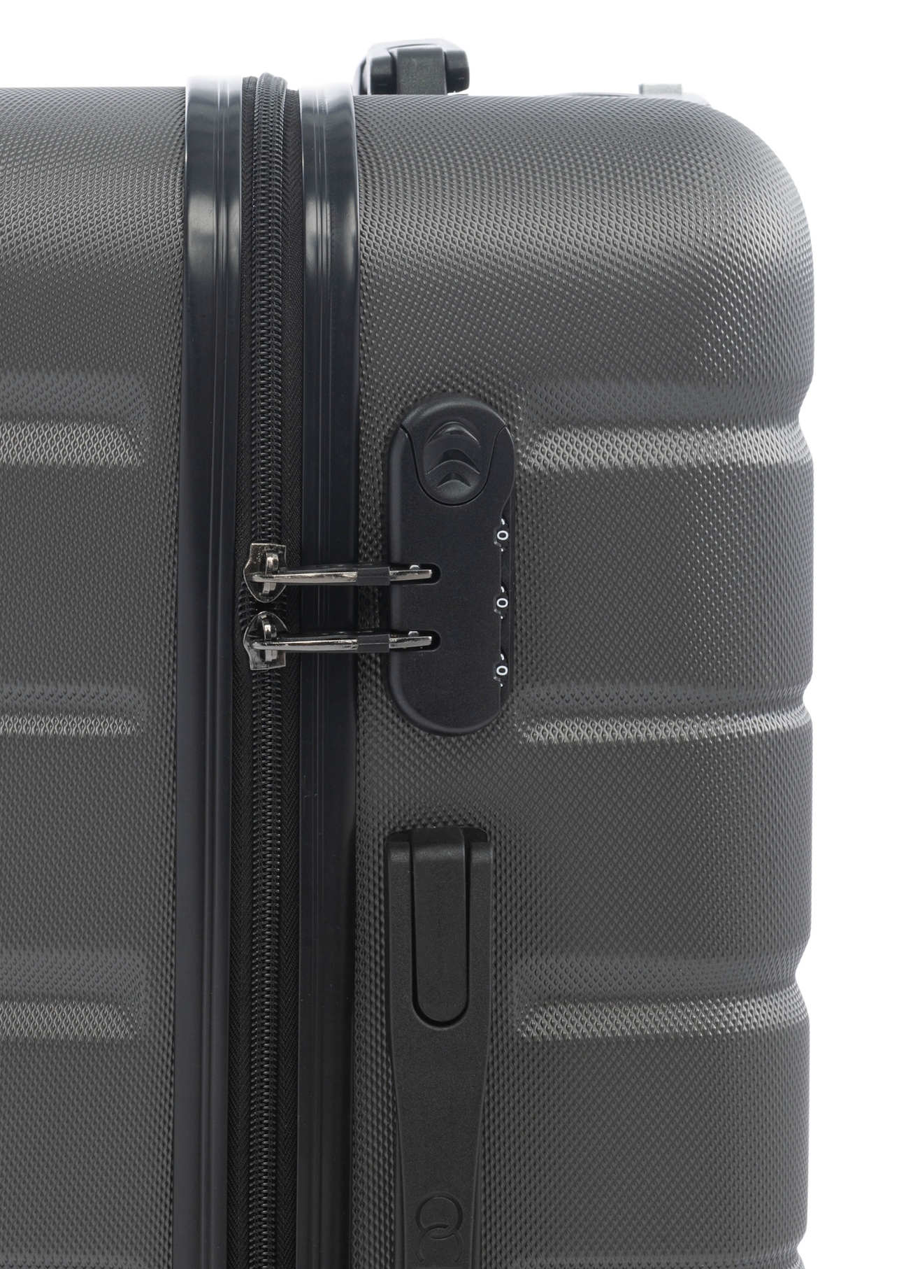 Veľký kufor na kolieskach WALAB-0067-9B-28(W26), pohľad na kombinovaný zámok na bielom pozadí.