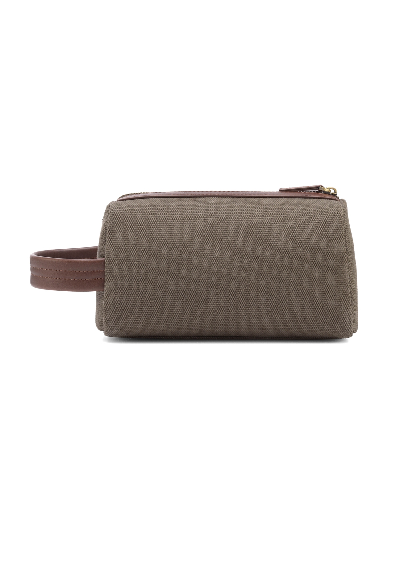 Pánska khaki kozmetická taška TORMN-0373-55(Z25), pohľad na produkt zozadu na bielom pozadí.