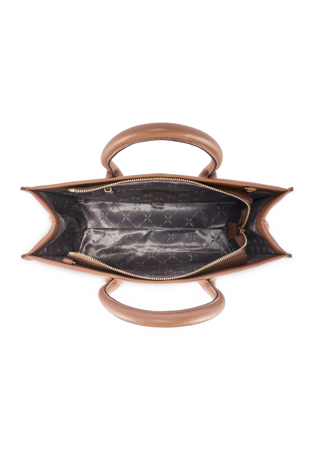 Dámska kožená kabelka v ťavej farbe TORES-1206-1D(W26), pohľad na produkt vo vnútri na bielom pozadí.