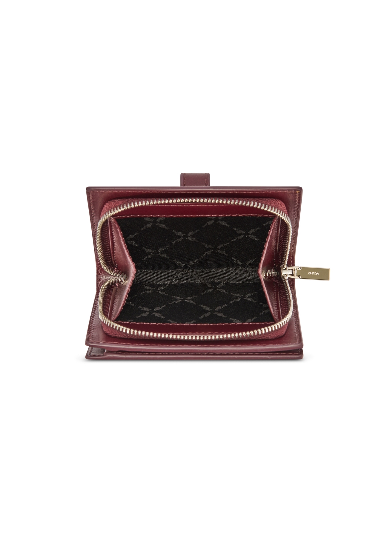 Dámska kožená peňaženka v bordovej farbe PORES-0975-49(Z25), pohľad na produkt zhora na bielom pozadí.