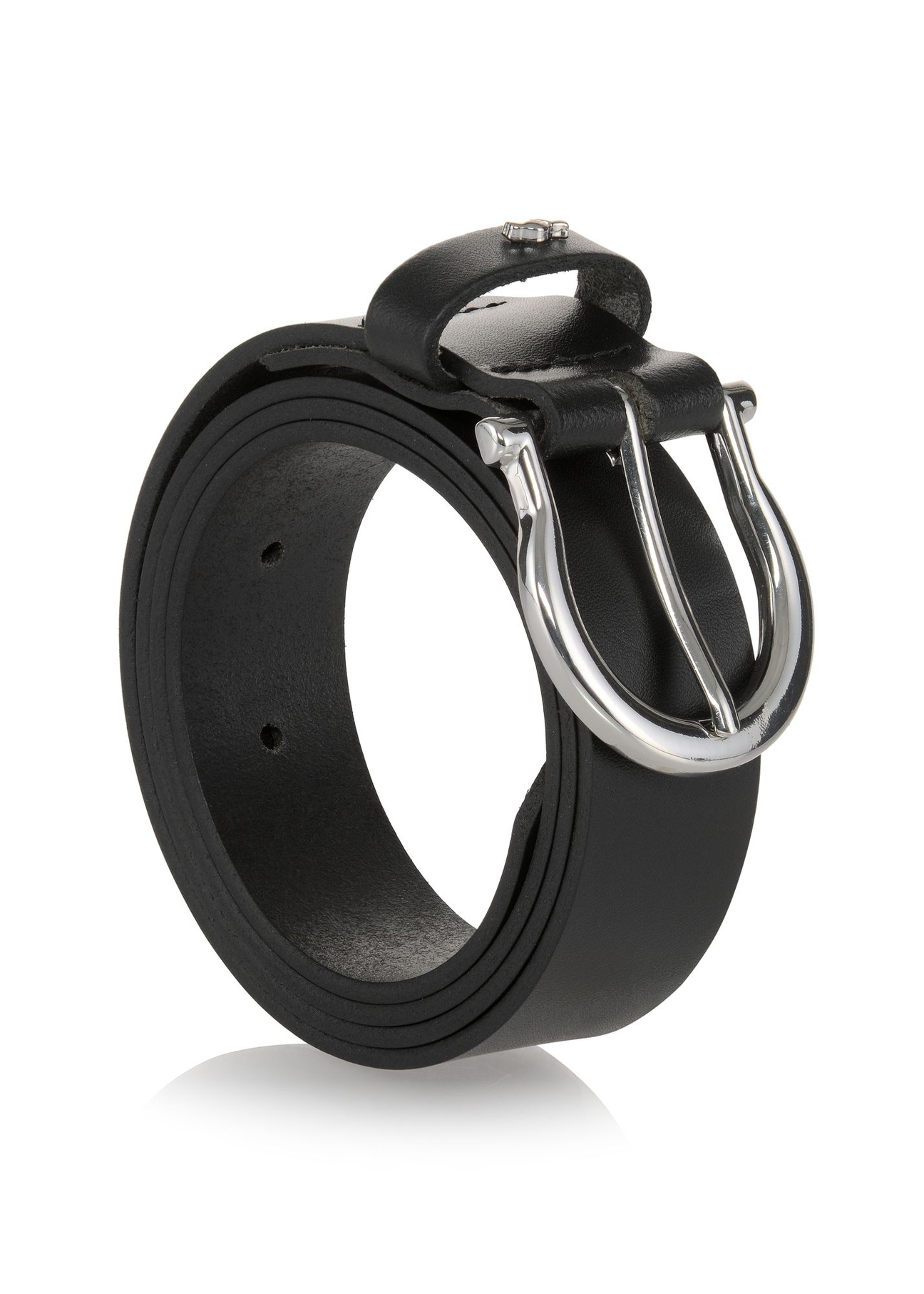 Czarny skórzany pasek damski PASDS-0274-99(W23)-02