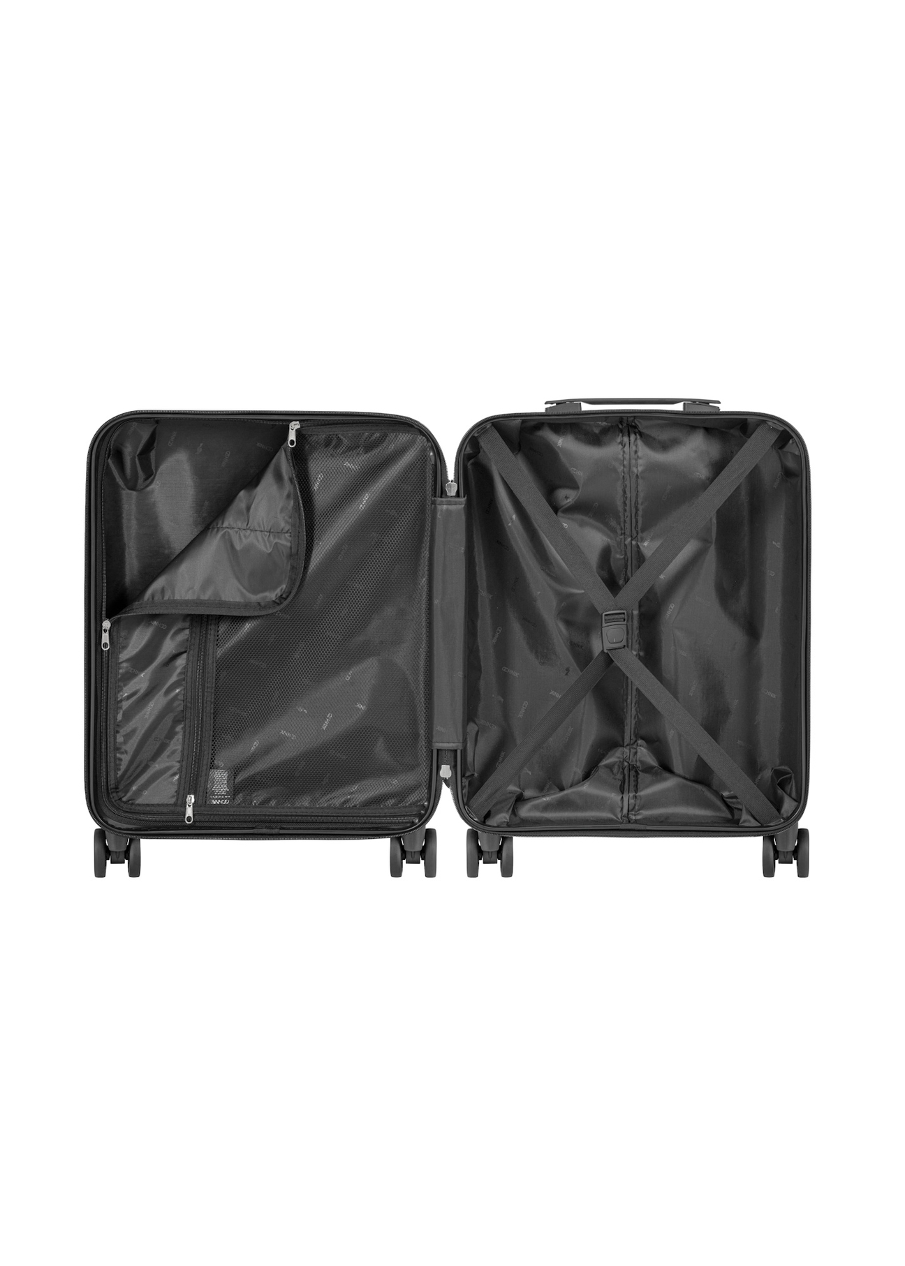 Malý vzorovaný kufor na kolieskach WALAB-0074-1P-19(W26), pohľad na produkt vo vnútri na bielom pozadí.