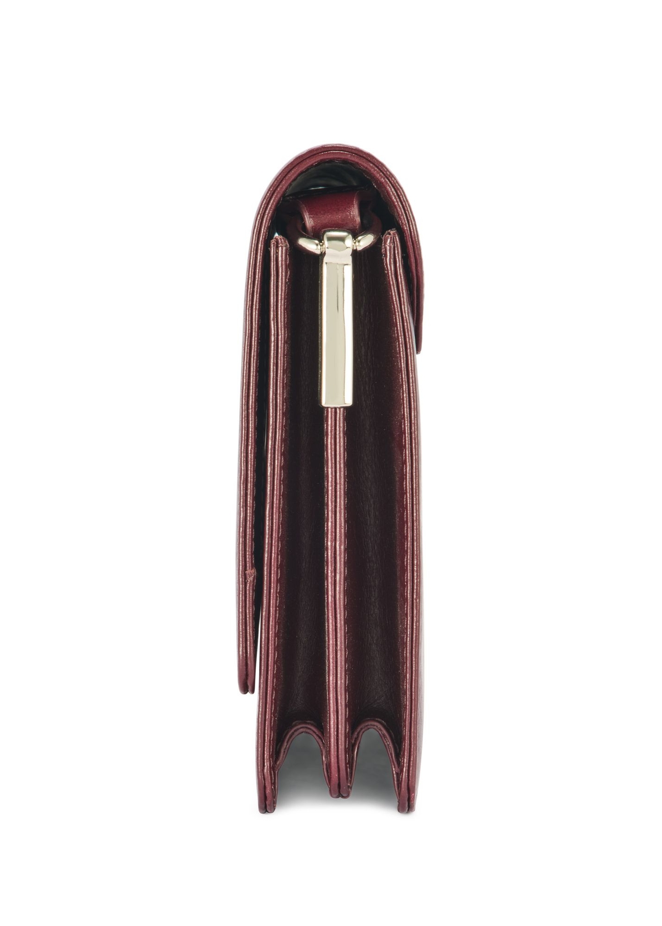 Dámska kožená kabelka v bordovej farbe TORES-1189-49(Z25) - bočný pohľad na produkt na bielom podklade.