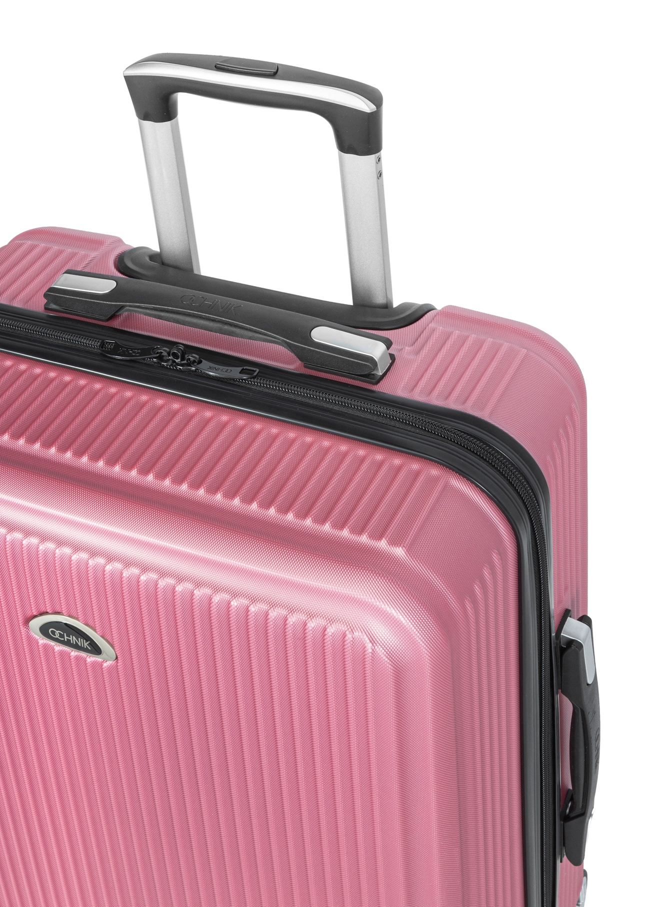 Sada pevných kufrov na kolieskach 19"/24"/29" WALAB-0053-5C(W26), pohľad na rukoväť produktu na bielom pozadí.