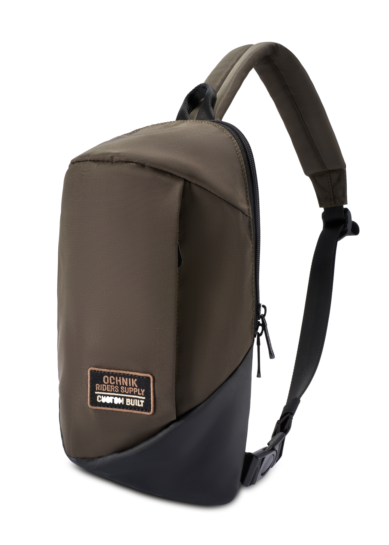 Pánska khaki kabelka cez rameno TORMN-0416-8D(W26) - diagonálny pohľad na produkt, na bielom pozadí.