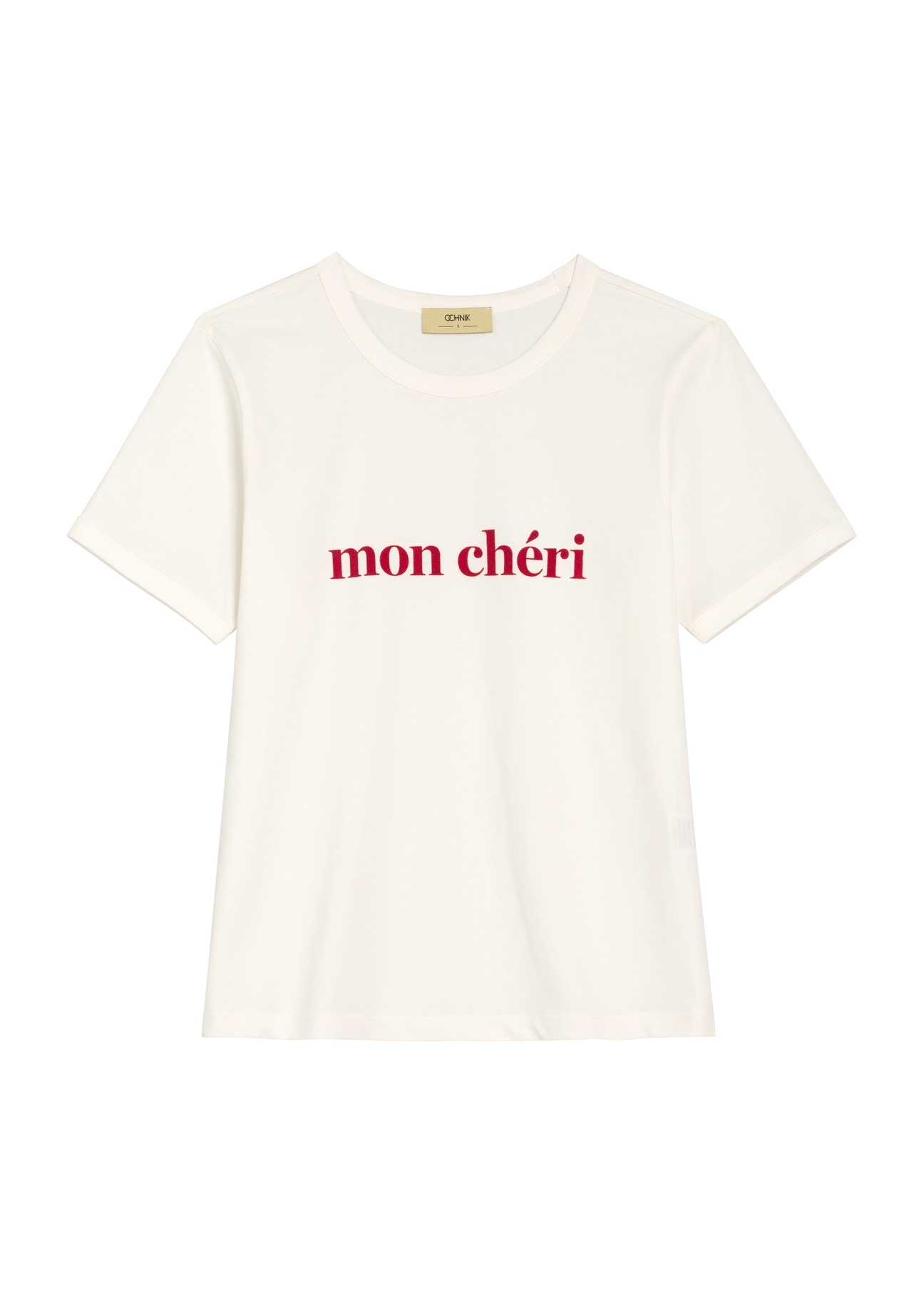 Biele dámske tričko s potlačou TSHDT-0152-0B(W26), pohľad na produkt spredu na bielom podklade.