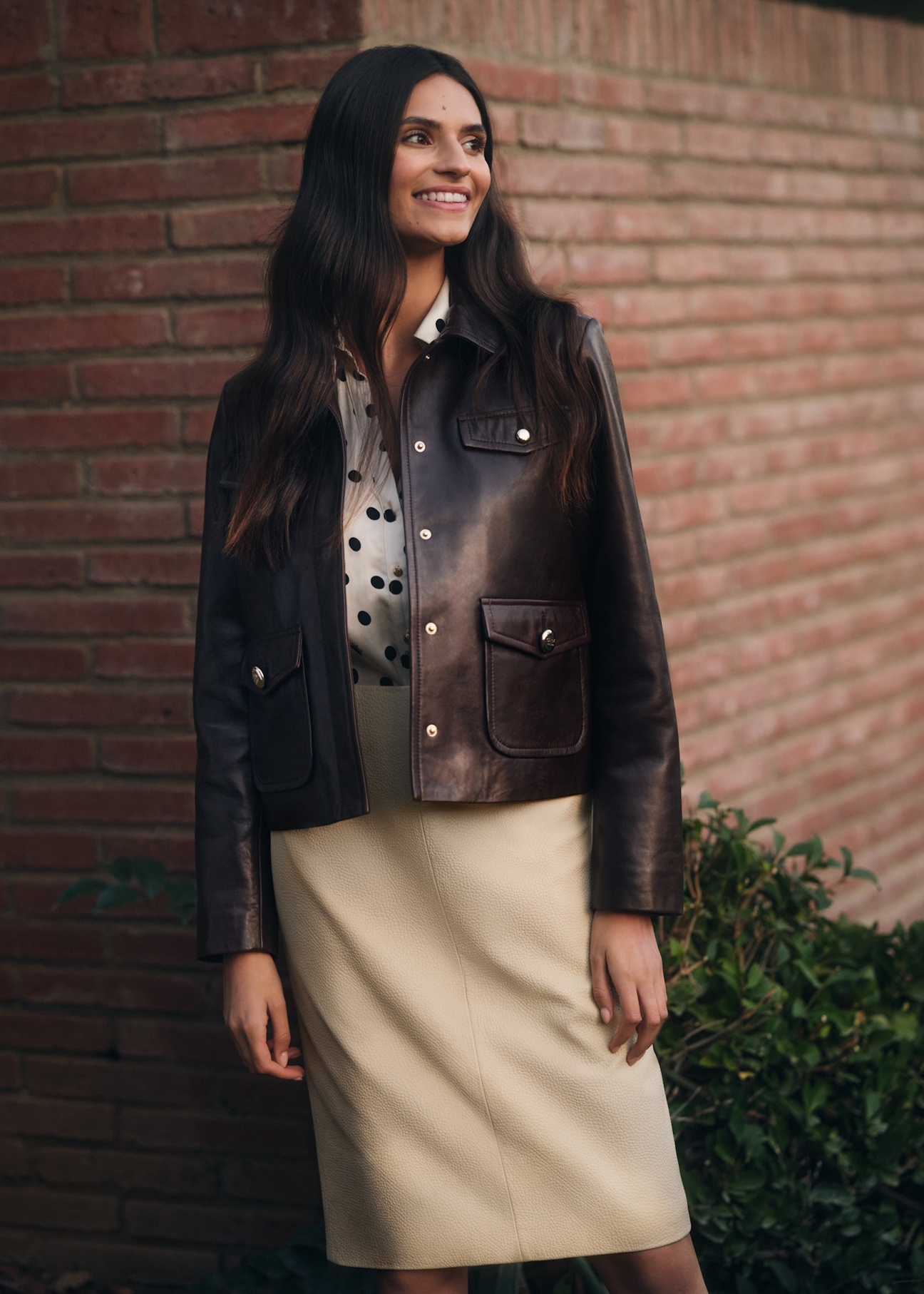 Dámska tmavohnedá kožená bunda KURDS-0589-1I(W26)