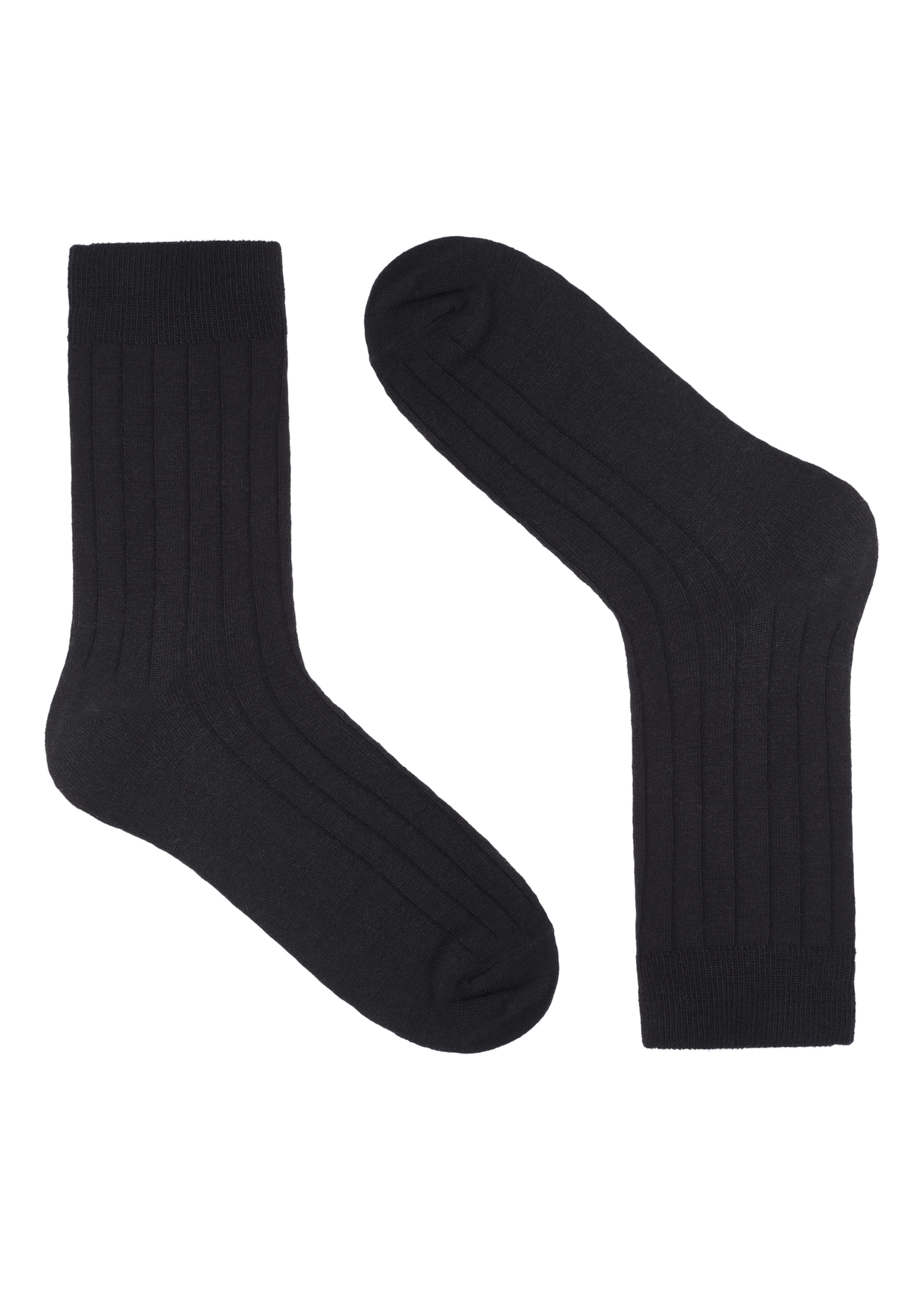 Čierne ponožky z merino vlny SKAMT-0206-99(Z26), pohľad na produkt spredu na bielom podklade.