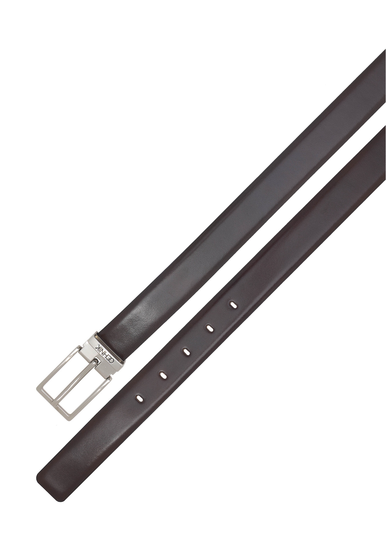 Hnedý pánsky kožený opasok PASMS-0263-89(W25), detailný záber produktu na bielom pozadí.