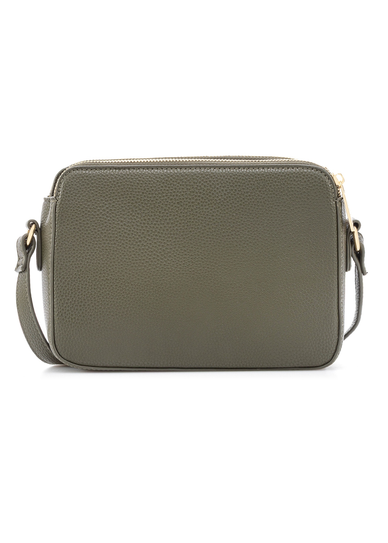 Malá dámska khaki kabelka TOREC-0830B-55(Z25), pohľad na produkt zozadu na bielom pozadí.