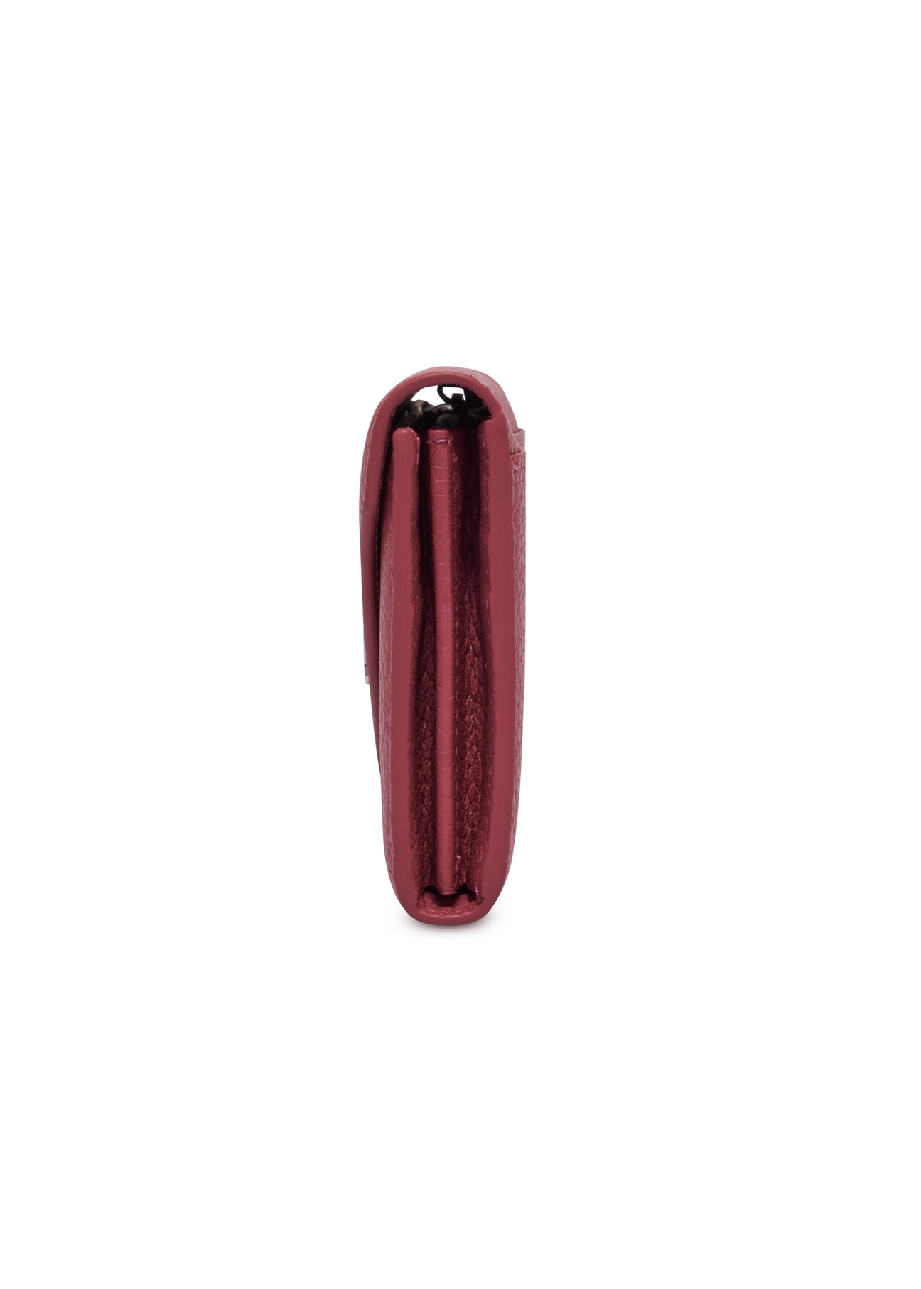 Veľká ružová kožená dámska peňaženka PORES-1016-5B(Z26), bočný pohľad na produkt na bielom pozadí.