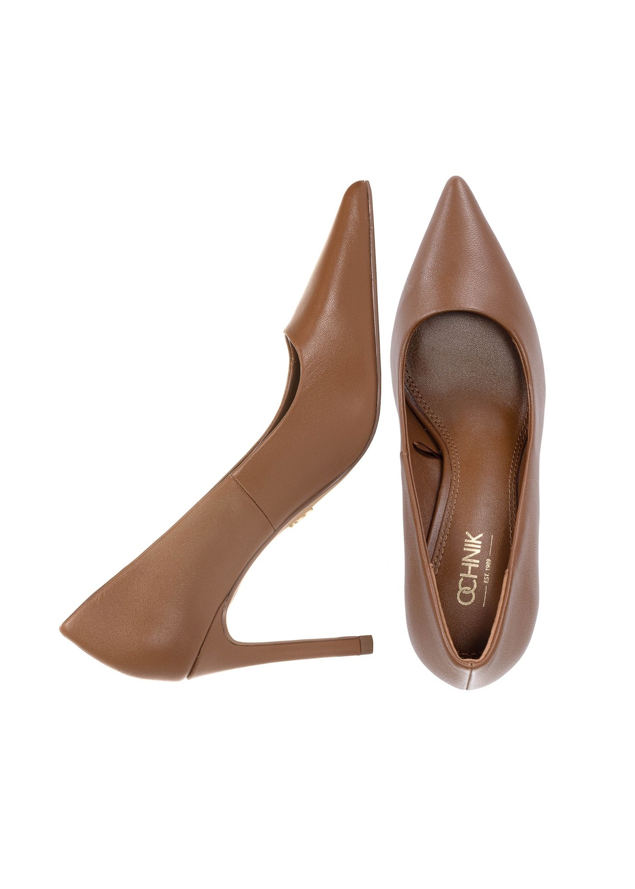 Hnedé kožené dámske vysoké podpätky BUTYD-1131-88(W25)-06