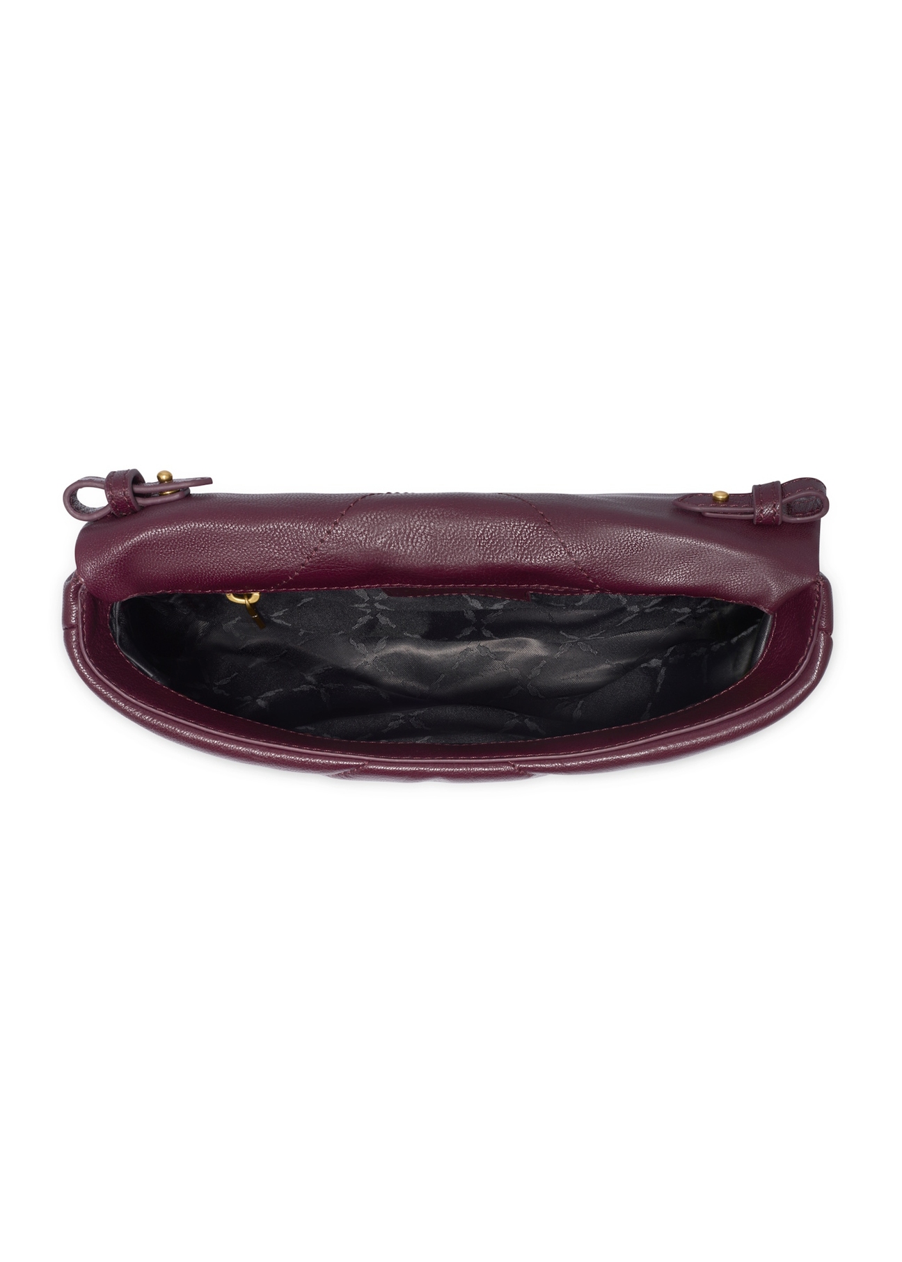 Malá bordová kožená kabelka TORES-1362-4D(Z26), pohľad na produkt vo vnútri na bielom pozadí.