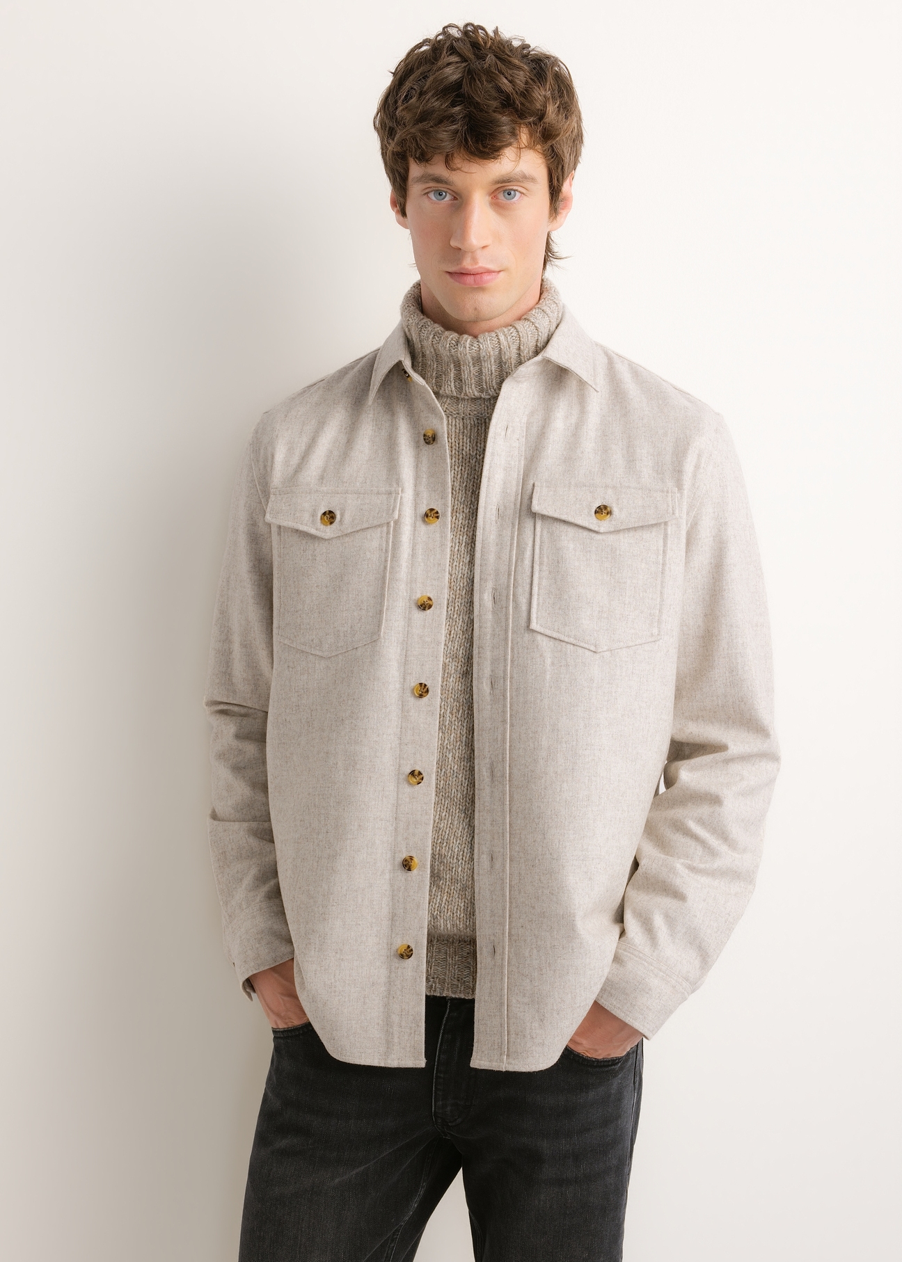Pánska košeľa oversize s vlnou KOSMT-0373-1A(Z26)