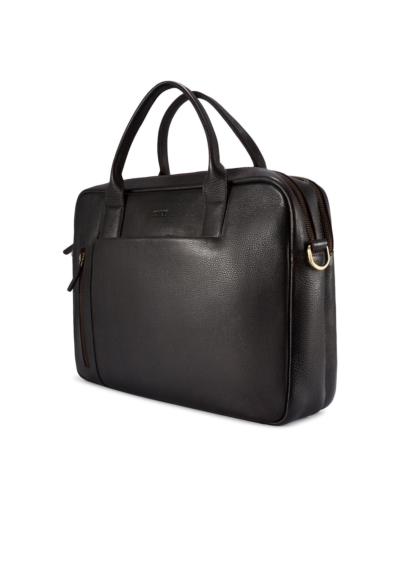 Hnedá pánska kožená taška TORMS-0504-1I(W26), diagonálny pohľad na produkt na bielom pozadí.