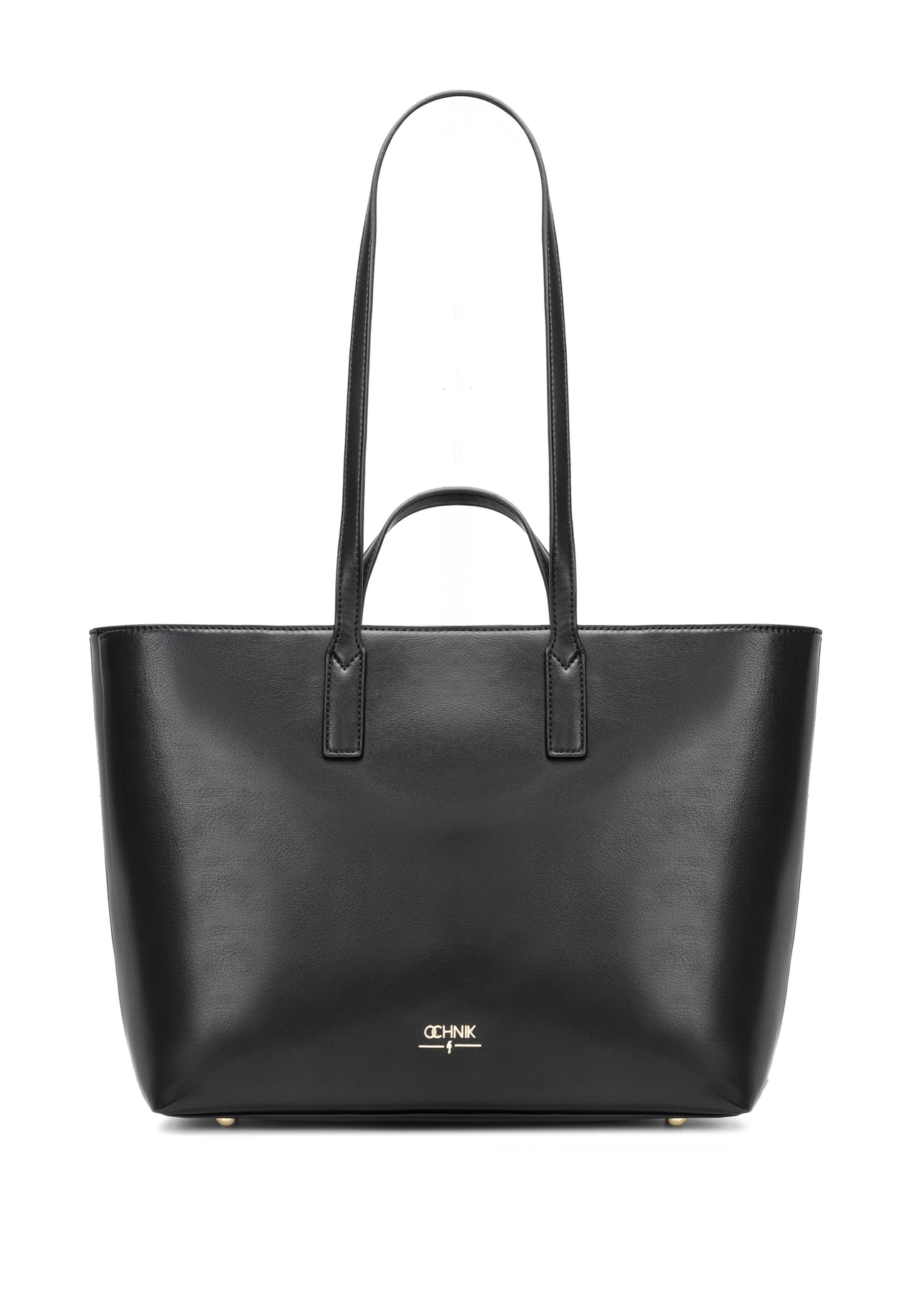 Čierna dámska nákupná kabelka TOREC-1204-99(W26), pohľad spredu na bielom pozadí.