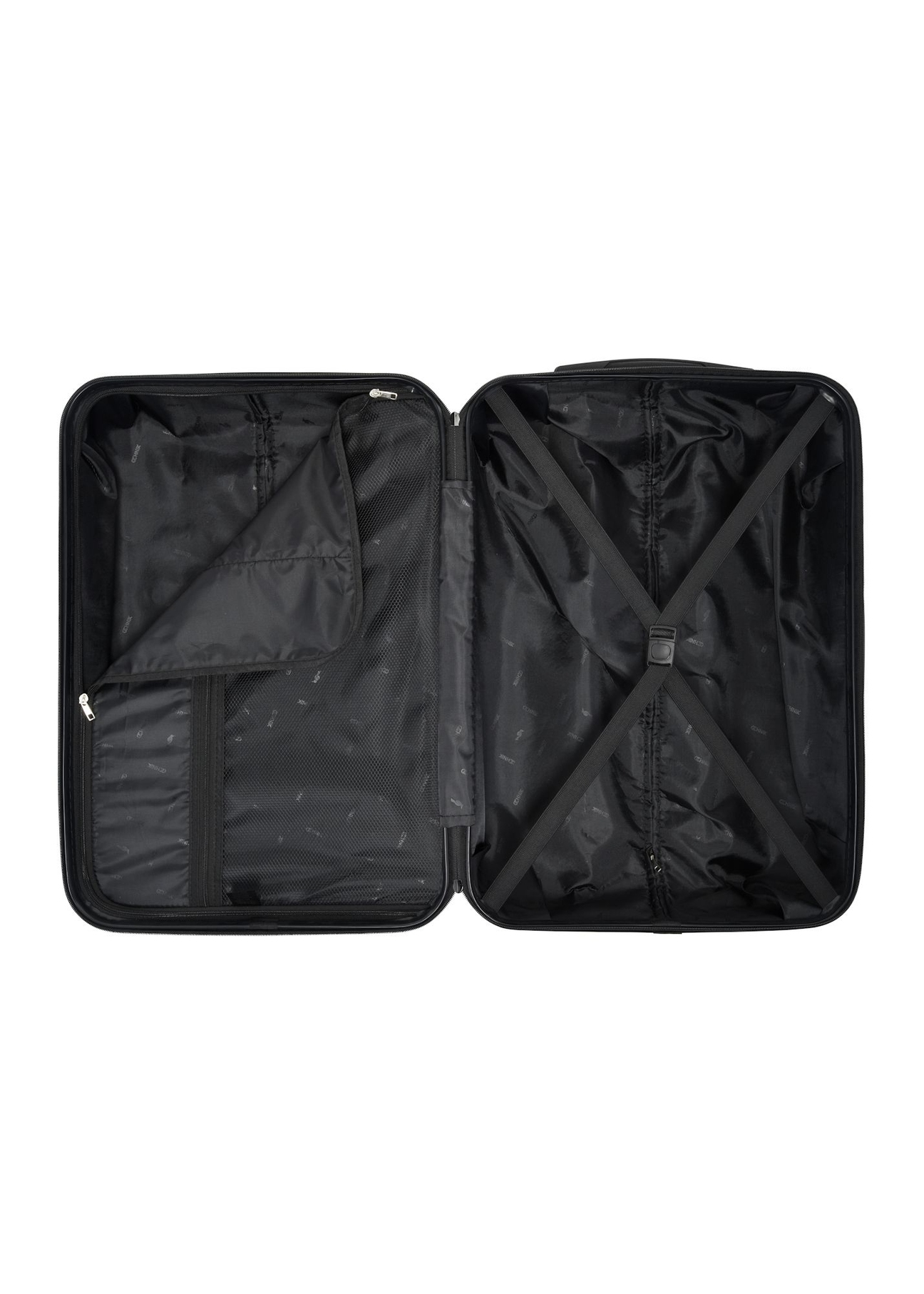 Stredný kufor na kolieskach WALAB-0067-0X-24(W26), pohľad na produkt vo vnútri na bielom pozadí.