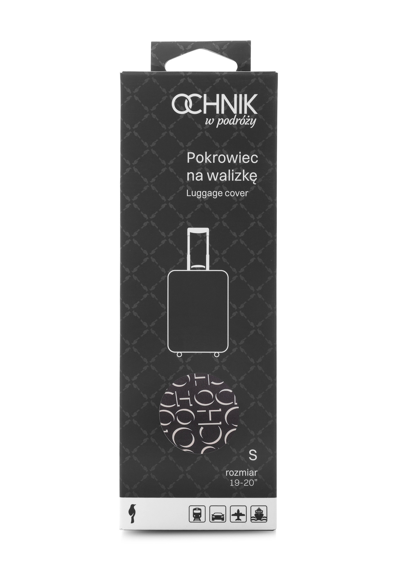 Puzdro na malý kufor s monogramom AW-013-0001-98-S(W25), pohľad na produkt v balení na bielom pozadí.