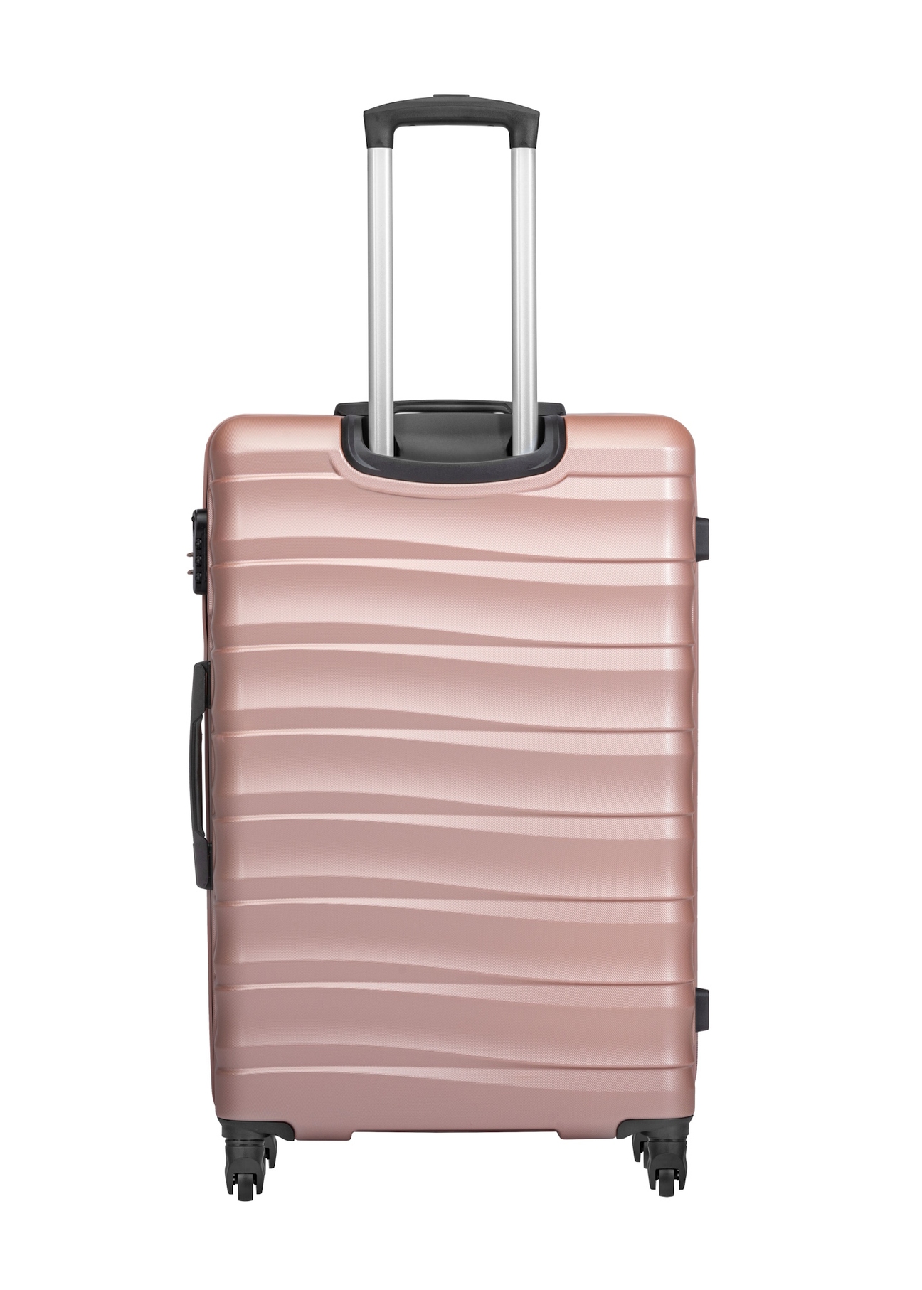 Sada kufrov na kolieskach WALAB-0081-5X(W26) s rozmermi 19'/24'/28', pohľad zozadu na výrobok na bielom pozadí.