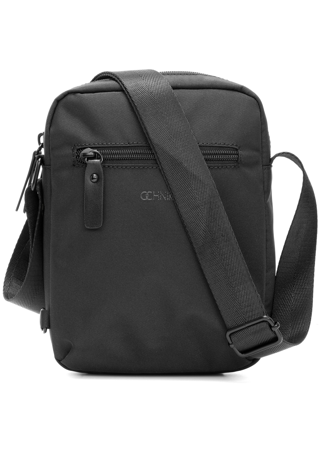 Čierna pánska taška cez rameno TORMN-0391-99(W26) - pohľad na produkt spredu, na bielom pozadí.