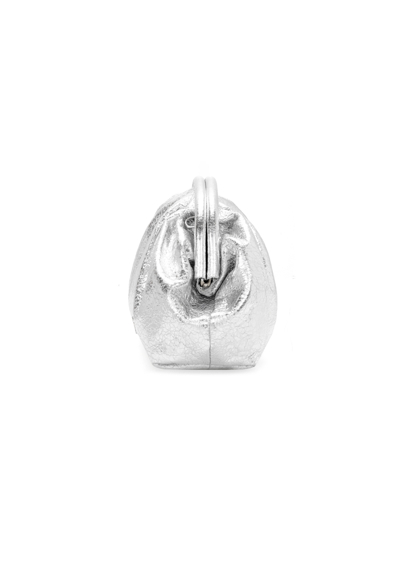 Dámska kožená kabelka striebornej farby TORES-1175-92(Z25), bočný pohľad na produkt na bielom pozadí.