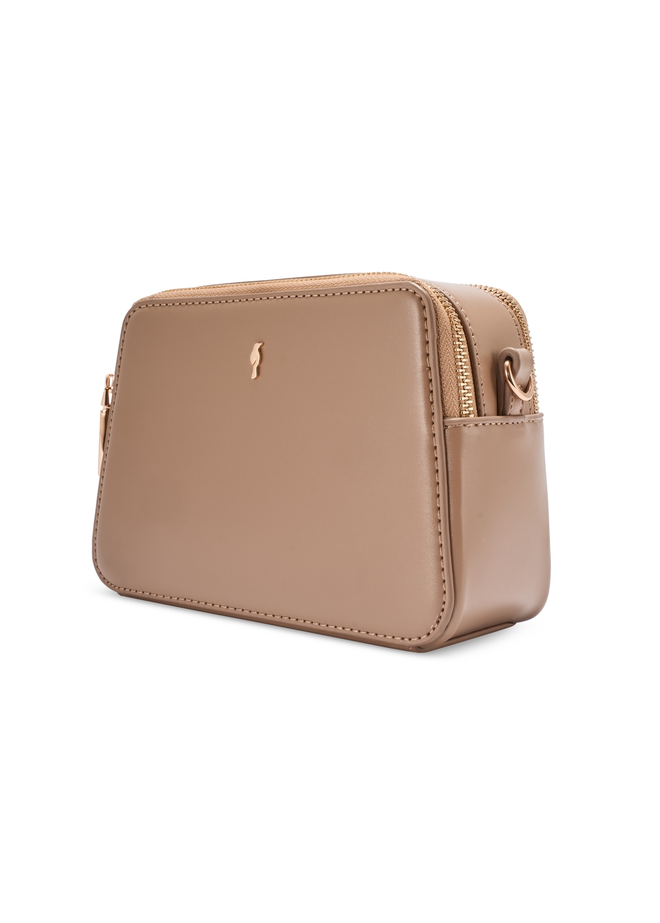 Béžová malá dámska kabelka TOREC-1126-1D(W26), diagonálny pohľad na produkt na bielom pozadí.