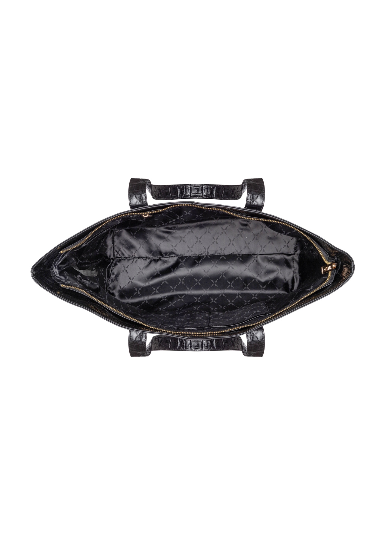 Dámska nákupná taška z krokodílej kože TORES-0700C-9G(W26), pohľad na produkt vo vnútri na bielom pozadí.