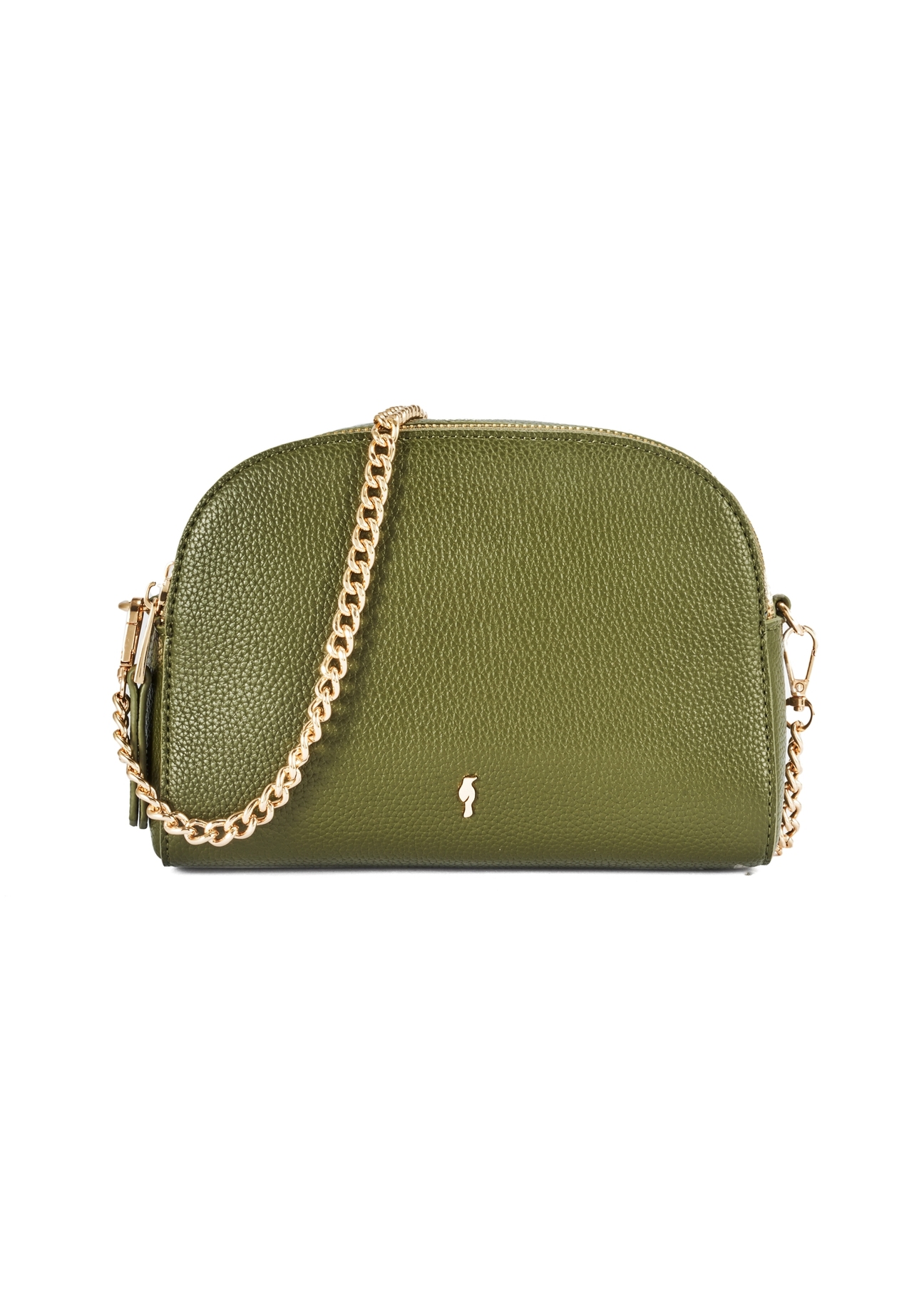 Malá dámska khaki kabelka TOREC-0036E-55(Z25), pohľad na produkt spredu na bielom pozadí.